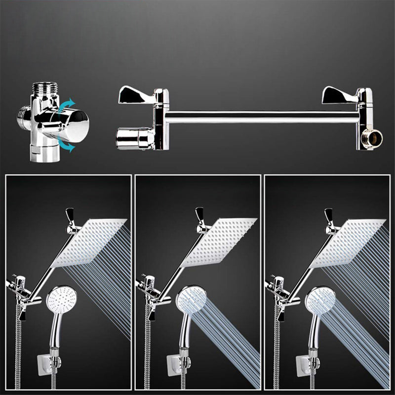 Square Dual Shower Head Traditional Wall Mounted Metal Dual Shower Head Clearhalo 'Bathroom Remodel & Bathroom Fixtures' 'Home Improvement' 'home_improvement' 'home_improvement_shower_heads' 'Shower Heads' 'shower_heads' 'Showers & Bathtubs Plumbing' 'Showers & Bathtubs' 6215263