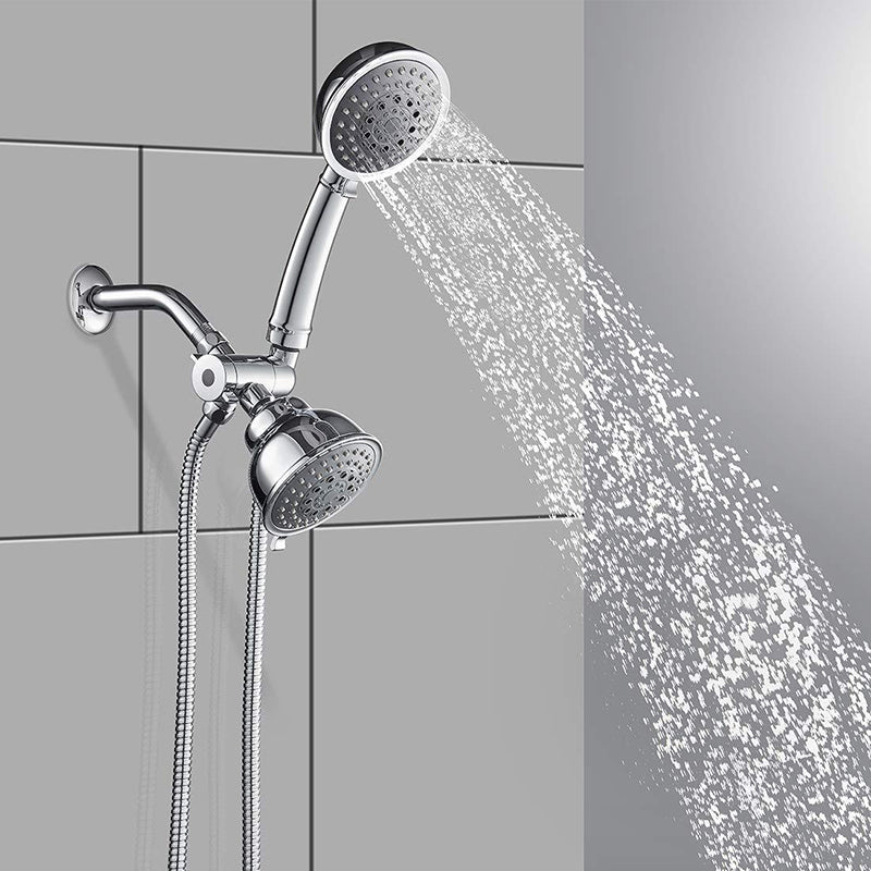 Traditional Dual Shower Heads Home Metal Round Shape Dual Shower Silver-Black Clearhalo 'Bathroom Remodel & Bathroom Fixtures' 'Home Improvement' 'home_improvement' 'home_improvement_shower_heads' 'Shower Heads' 'shower_heads' 'Showers & Bathtubs Plumbing' 'Showers & Bathtubs' 6215324