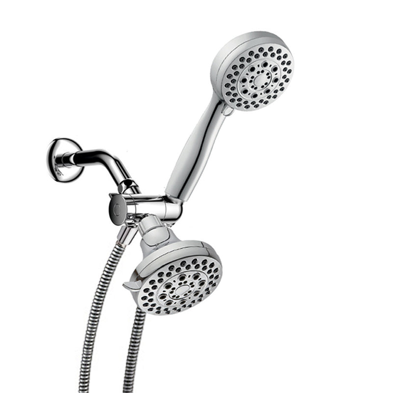 Traditional Dual Shower Heads Home Metal Round Shape Dual Shower Silver Clearhalo 'Bathroom Remodel & Bathroom Fixtures' 'Home Improvement' 'home_improvement' 'home_improvement_shower_heads' 'Shower Heads' 'shower_heads' 'Showers & Bathtubs Plumbing' 'Showers & Bathtubs' 6215328