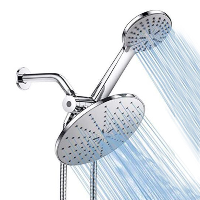 Wall Mounted Round Shower Modern Style Metal Dual Shower Heads Clearhalo 'Bathroom Remodel & Bathroom Fixtures' 'Home Improvement' 'home_improvement' 'home_improvement_shower_heads' 'Shower Heads' 'shower_heads' 'Showers & Bathtubs Plumbing' 'Showers & Bathtubs' 6215333
