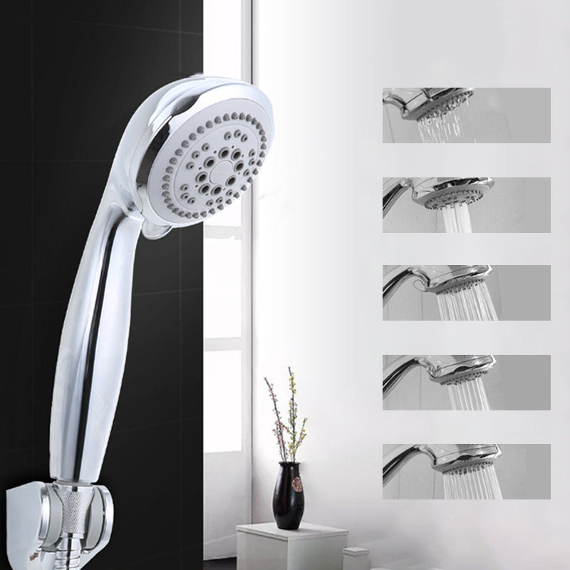 Modern Style Round Handheld Shower Bathroom Metal Wall Mounted Hand Shower Silver Shower Heads & Hose & Wall pedestal Clearhalo 'Bathroom Remodel & Bathroom Fixtures' 'Home Improvement' 'home_improvement' 'home_improvement_shower_heads' 'Shower Heads' 'shower_heads' 'Showers & Bathtubs Plumbing' 'Showers & Bathtubs' 6215348