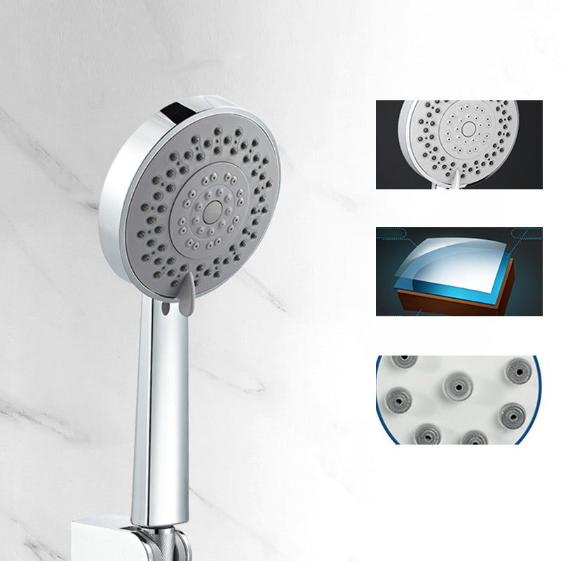 Modern Style Round Handheld Shower Bathroom Metal Wall Mounted Hand Shower White-Silver Shower Heads & Hose & Wall pedestal Clearhalo 'Bathroom Remodel & Bathroom Fixtures' 'Home Improvement' 'home_improvement' 'home_improvement_shower_heads' 'Shower Heads' 'shower_heads' 'Showers & Bathtubs Plumbing' 'Showers & Bathtubs' 6215353