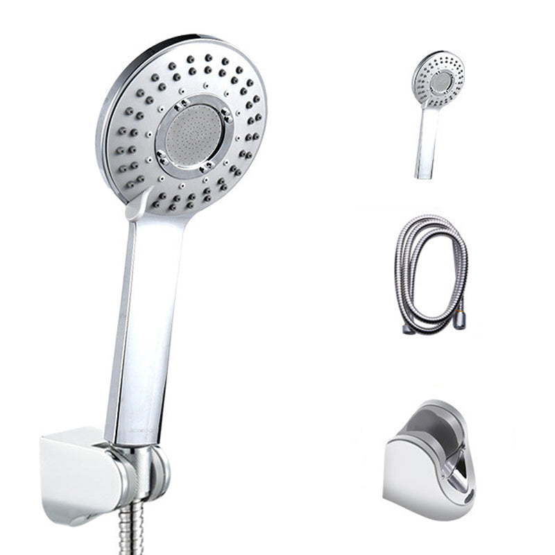 Modern Style Round Handheld Shower Bathroom Metal Wall Mounted Hand Shower Silvery White Shower Heads & Hose & Wall pedestal Clearhalo 'Bathroom Remodel & Bathroom Fixtures' 'Home Improvement' 'home_improvement' 'home_improvement_shower_heads' 'Shower Heads' 'shower_heads' 'Showers & Bathtubs Plumbing' 'Showers & Bathtubs' 6215356