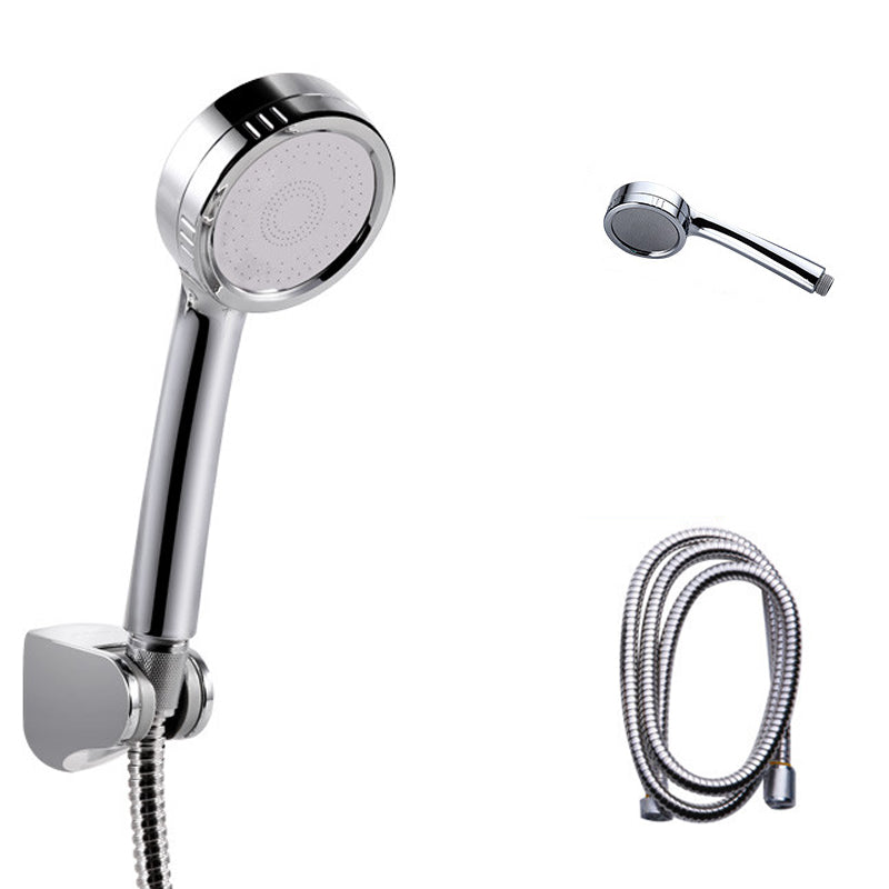 Modern Style Round Handheld Shower Bathroom Metal Wall Mounted Hand Shower Silver Gray Shower Head with Hose Clearhalo 'Bathroom Remodel & Bathroom Fixtures' 'Home Improvement' 'home_improvement' 'home_improvement_shower_heads' 'Shower Heads' 'shower_heads' 'Showers & Bathtubs Plumbing' 'Showers & Bathtubs' 6215361