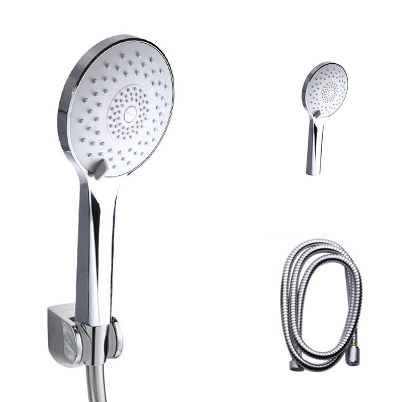 Modern Style Round Handheld Shower Bathroom Metal Wall Mounted Hand Shower Grey-Silver Shower Head with Hose Clearhalo 'Bathroom Remodel & Bathroom Fixtures' 'Home Improvement' 'home_improvement' 'home_improvement_shower_heads' 'Shower Heads' 'shower_heads' 'Showers & Bathtubs Plumbing' 'Showers & Bathtubs' 6215362