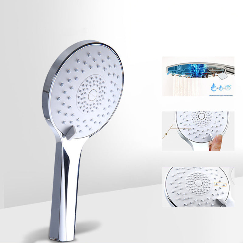 Modern Style Round Handheld Shower Bathroom Metal Wall Mounted Hand Shower Grey-Silver Hand Shower Clearhalo 'Bathroom Remodel & Bathroom Fixtures' 'Home Improvement' 'home_improvement' 'home_improvement_shower_heads' 'Shower Heads' 'shower_heads' 'Showers & Bathtubs Plumbing' 'Showers & Bathtubs' 6215368