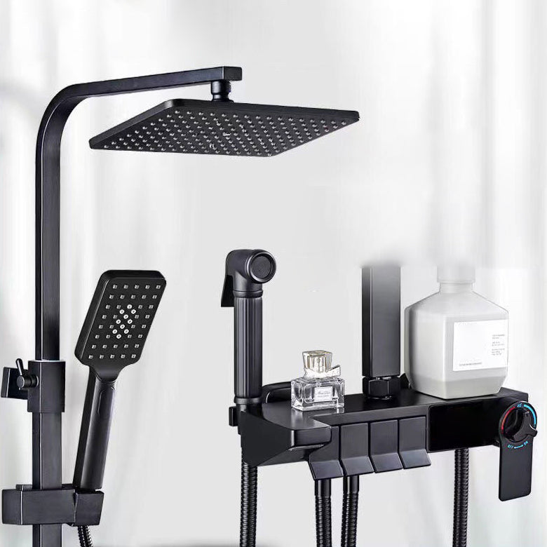 Square Metal Shower System Volume Control Dual Shower Head Shower Faucet with Shower Arm Clearhalo 'Bathroom Remodel & Bathroom Fixtures' 'Home Improvement' 'home_improvement' 'home_improvement_shower_faucets' 'Shower Faucets & Systems' 'shower_faucets' 'Showers & Bathtubs Plumbing' 'Showers & Bathtubs' 6215431