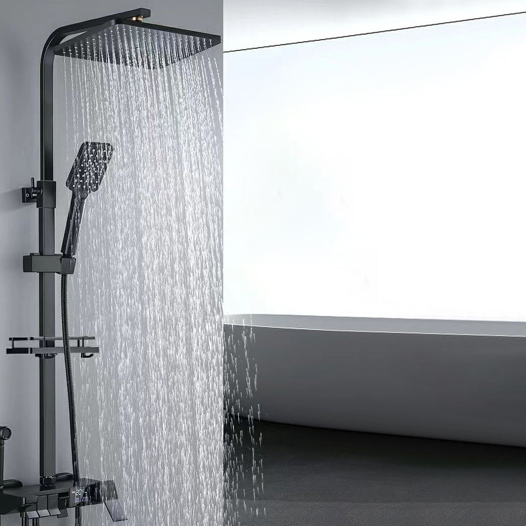 Square Metal Shower System Volume Control Dual Shower Head Shower Faucet with Shower Arm Clearhalo 'Bathroom Remodel & Bathroom Fixtures' 'Home Improvement' 'home_improvement' 'home_improvement_shower_faucets' 'Shower Faucets & Systems' 'shower_faucets' 'Showers & Bathtubs Plumbing' 'Showers & Bathtubs' 6215436