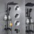 Square Metal Shower System Volume Control Dual Shower Head Shower Faucet with Shower Arm Black Temperature Control Digital Display Not Included Clearhalo 'Bathroom Remodel & Bathroom Fixtures' 'Home Improvement' 'home_improvement' 'home_improvement_shower_faucets' 'Shower Faucets & Systems' 'shower_faucets' 'Showers & Bathtubs Plumbing' 'Showers & Bathtubs' 6215439