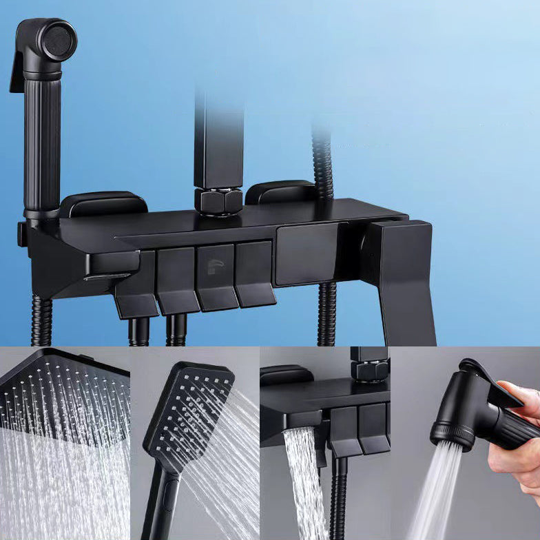 Square Metal Shower System Volume Control Dual Shower Head Shower Faucet with Shower Arm Clearhalo 'Bathroom Remodel & Bathroom Fixtures' 'Home Improvement' 'home_improvement' 'home_improvement_shower_faucets' 'Shower Faucets & Systems' 'shower_faucets' 'Showers & Bathtubs Plumbing' 'Showers & Bathtubs' 6215442