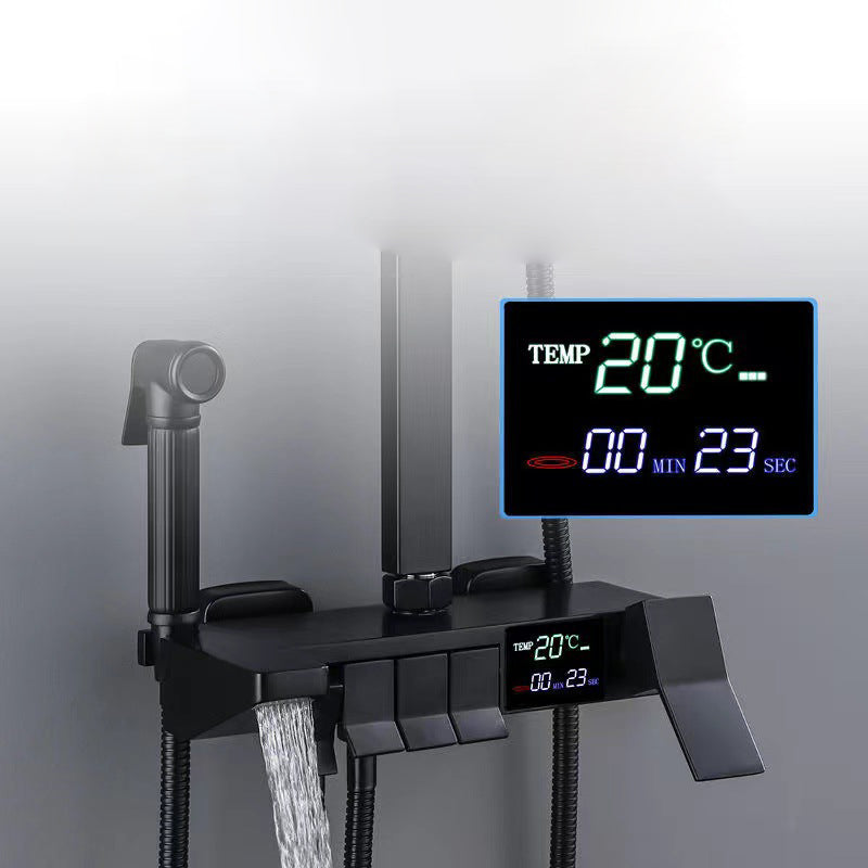 Square Metal Shower System Volume Control Dual Shower Head Shower Faucet with Shower Arm Clearhalo 'Bathroom Remodel & Bathroom Fixtures' 'Home Improvement' 'home_improvement' 'home_improvement_shower_faucets' 'Shower Faucets & Systems' 'shower_faucets' 'Showers & Bathtubs Plumbing' 'Showers & Bathtubs' 6215443