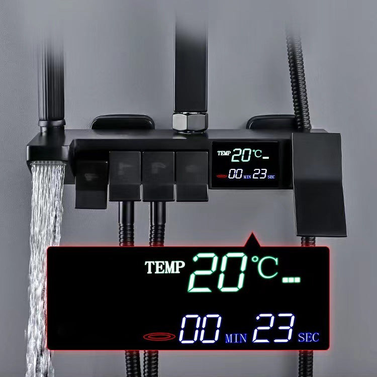 Square Metal Shower System Volume Control Dual Shower Head Shower Faucet with Shower Arm Clearhalo 'Bathroom Remodel & Bathroom Fixtures' 'Home Improvement' 'home_improvement' 'home_improvement_shower_faucets' 'Shower Faucets & Systems' 'shower_faucets' 'Showers & Bathtubs Plumbing' 'Showers & Bathtubs' 6215454