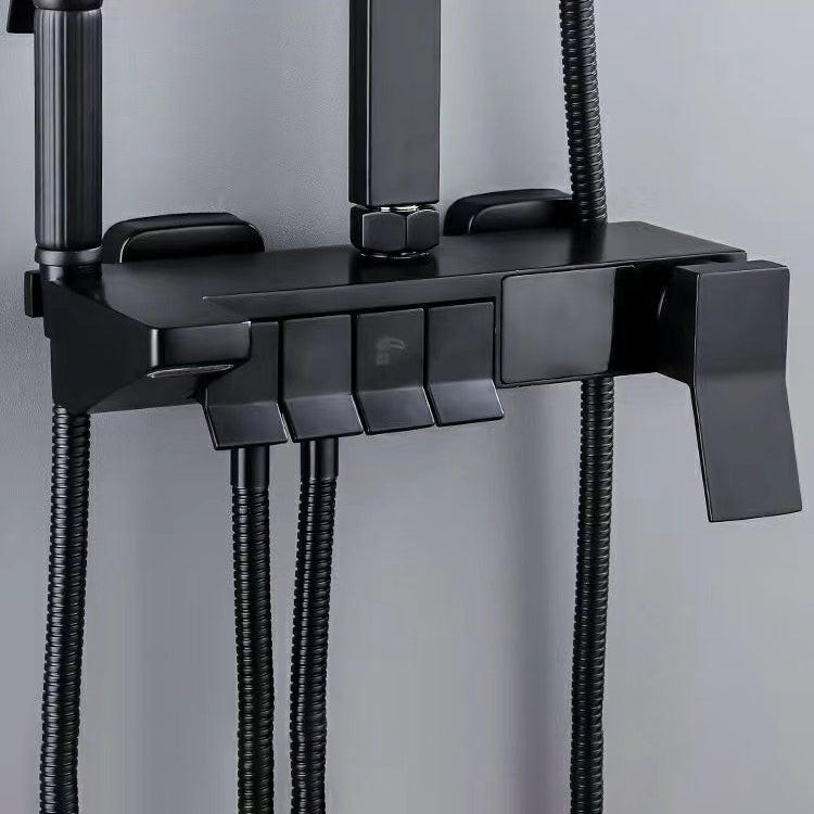 Square Metal Shower System Volume Control Dual Shower Head Shower Faucet with Shower Arm Clearhalo 'Bathroom Remodel & Bathroom Fixtures' 'Home Improvement' 'home_improvement' 'home_improvement_shower_faucets' 'Shower Faucets & Systems' 'shower_faucets' 'Showers & Bathtubs Plumbing' 'Showers & Bathtubs' 6215456