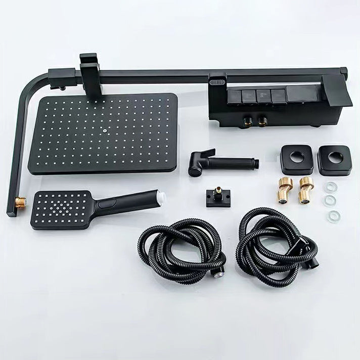 Square Metal Shower System Volume Control Dual Shower Head Shower Faucet with Shower Arm Clearhalo 'Bathroom Remodel & Bathroom Fixtures' 'Home Improvement' 'home_improvement' 'home_improvement_shower_faucets' 'Shower Faucets & Systems' 'shower_faucets' 'Showers & Bathtubs Plumbing' 'Showers & Bathtubs' 6215470