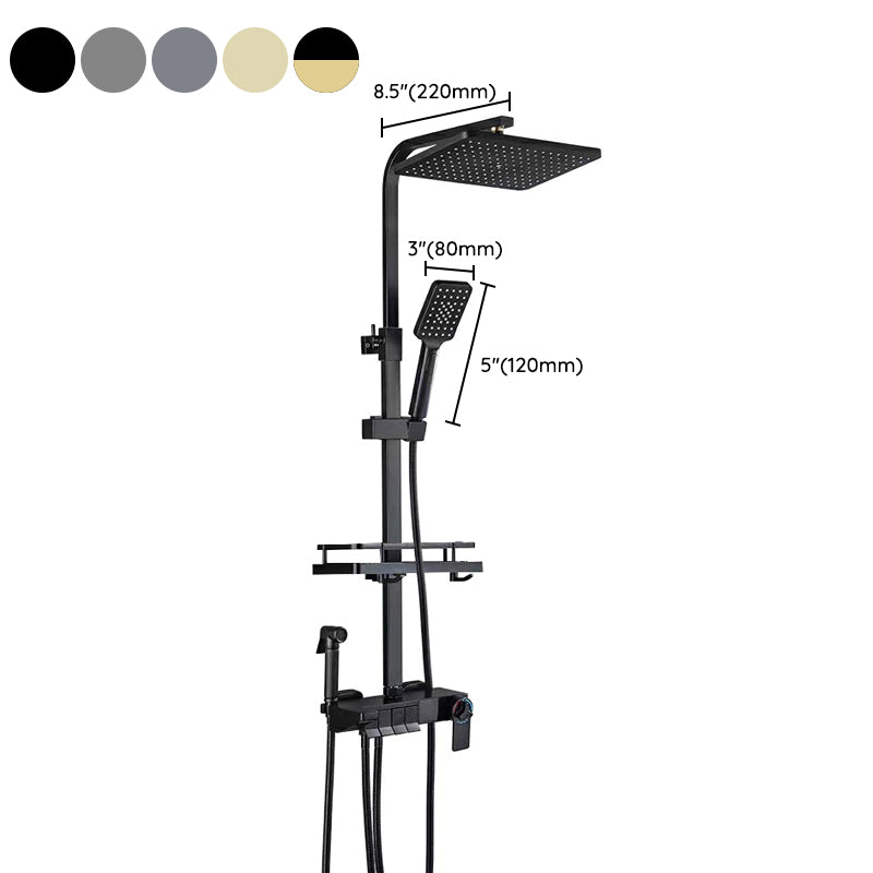 Square Metal Shower System Volume Control Dual Shower Head Shower Faucet with Shower Arm Clearhalo 'Bathroom Remodel & Bathroom Fixtures' 'Home Improvement' 'home_improvement' 'home_improvement_shower_faucets' 'Shower Faucets & Systems' 'shower_faucets' 'Showers & Bathtubs Plumbing' 'Showers & Bathtubs' 6215471