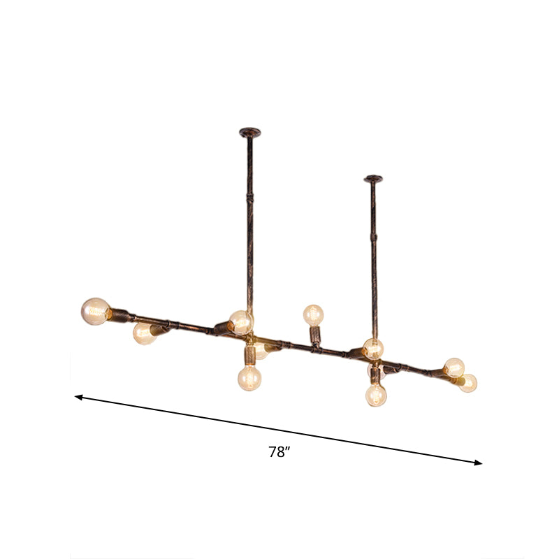 7/11 Lights Exposed Island Pendant Light Farmhouse Style Antique Bronze Wrought Iron Hanging Island Light Clearhalo 'Ceiling Lights' 'Island Lights' Lighting' 621897