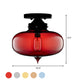 Black One Light Ceiling Mount Industrial Red/Brown/Amber Glass Oval Shade Semi Flush Light for Dining Room Clearhalo 'Ceiling Lights' 'Close To Ceiling Lights' 'Close to ceiling' 'Glass shade' 'Glass' 'Semi-flushmount' Lighting' 622095