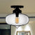 Black One Light Ceiling Mount Industrial Red/Brown/Amber Glass Oval Shade Semi Flush Light for Dining Room Grey Clearhalo 'Ceiling Lights' 'Close To Ceiling Lights' 'Close to ceiling' 'Glass shade' 'Glass' 'Semi-flushmount' Lighting' 622096