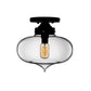 Black One Light Ceiling Mount Industrial Red/Brown/Amber Glass Oval Shade Semi Flush Light for Dining Room Clearhalo 'Ceiling Lights' 'Close To Ceiling Lights' 'Close to ceiling' 'Glass shade' 'Glass' 'Semi-flushmount' Lighting' 622099