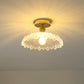 1 Light Ceiling Light Fixture with Bowl/Barn/Flower Shade Clear Textured Glass Industrial Corridor Semi Flush Clearhalo 'Ceiling Lights' 'Close To Ceiling Lights' 'Close to ceiling' 'Glass shade' 'Glass' 'Pendant Lights' 'Semi-flushmount' Lighting' 622148