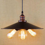 Rust Flat Shade Chandelier Lighting Antique Style Metal 3 Lights Restaurant Chandelier Pendant Rust Clearhalo 'Cast Iron' 'Ceiling Lights' 'Chandeliers' 'Industrial Chandeliers' 'Industrial' 'Metal' 'Middle Century Chandeliers' 'Rustic Chandeliers' 'Tiffany' Lighting' 622177