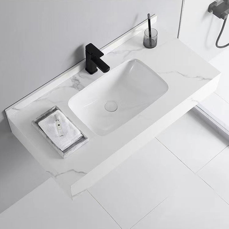 Stone Bathroom Vanity Modern Space Saver Vanity for Bathroom White Clearhalo 'Bathroom Remodel & Bathroom Fixtures' 'Bathroom Vanities' 'bathroom_vanities' 'Home Improvement' 'home_improvement' 'home_improvement_bathroom_vanities' 6222565