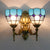 2 Lights Bowl Wall Mount Light Vintage Stained Glass Wall Lighting in Blue/Sky Blue for Living Room Sky Blue Clearhalo 'Industrial' 'Middle century wall lights' 'Tiffany wall lights' 'Tiffany' 'Wall Lamps & Sconces' 'Wall Lights' Lighting' 62226