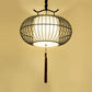 Chinese Style 1 Light Hanging Pendant Light with Bamboo Shade Black/Gold Lantern Ceiling Light for Indoor, 16"/21.5" W Clearhalo 'Ceiling Lights' 'Modern Pendants' 'Modern' 'Pendant Lights' 'Pendants' Lighting' 622271