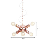 Rose Gold Starburst Chandelier Light Retro Style Metallic 6/9 Lights Suspension Light for Restaurant Clearhalo 'Cast Iron' 'Ceiling Lights' 'Chandeliers' 'Industrial Chandeliers' 'Industrial' 'Metal' 'Middle Century Chandeliers' 'Rustic Chandeliers' 'Tiffany' Lighting' 622288