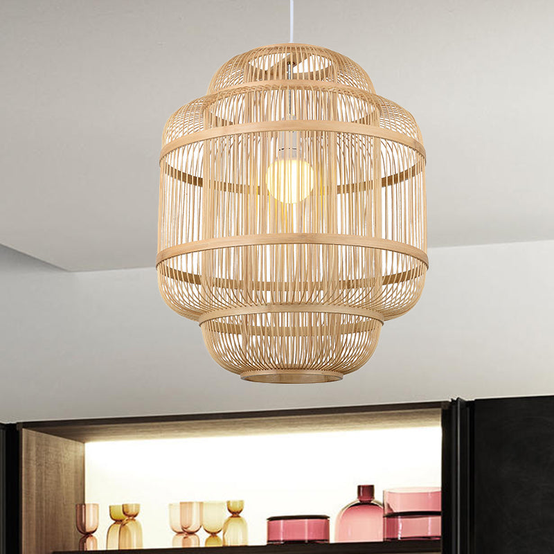 Wood orb Chandelier Dining Room Hanging Lamp Simple Style Hanging Lighting in Beige Clearhalo 'Ceiling Lights' 'Pendant Lights' 'Pendants' Lighting' 622329