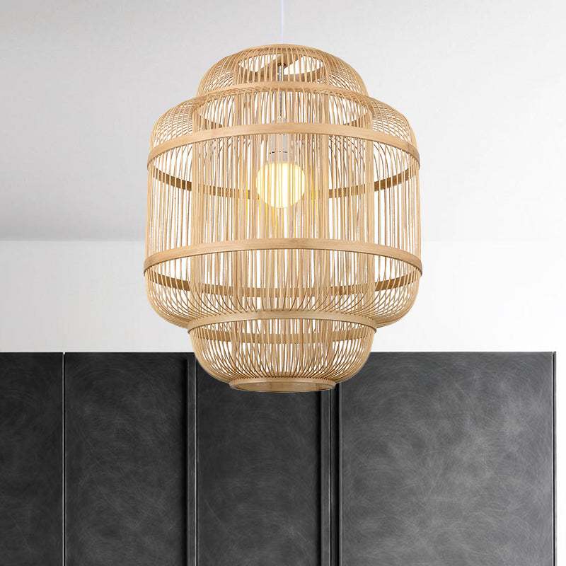 Wood orb Chandelier Dining Room Hanging Lamp Simple Style Hanging Lighting in Beige Clearhalo 'Ceiling Lights' 'Pendant Lights' 'Pendants' Lighting' 622330