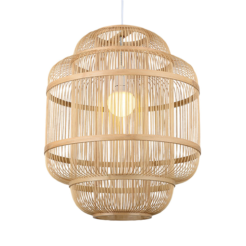 Wood orb Chandelier Dining Room Hanging Lamp Simple Style Hanging Lighting in Beige Clearhalo 'Ceiling Lights' 'Pendant Lights' 'Pendants' Lighting' 622331
