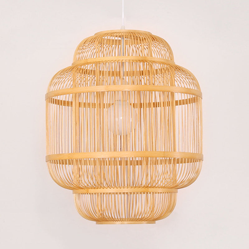 Wood orb Chandelier Dining Room Hanging Lamp Simple Style Hanging Lighting in Beige Clearhalo 'Ceiling Lights' 'Pendant Lights' 'Pendants' Lighting' 622332