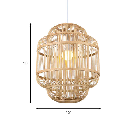 Wood orb Chandelier Dining Room Hanging Lamp Simple Style Hanging Lighting in Beige Clearhalo 'Ceiling Lights' 'Pendant Lights' 'Pendants' Lighting' 622333