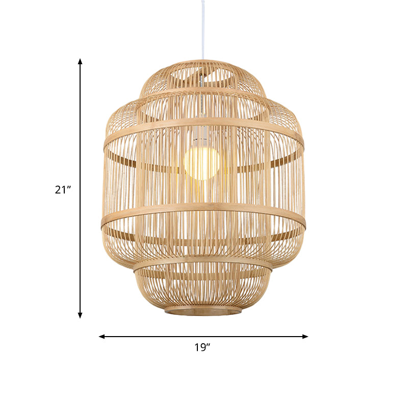 Wood orb Chandelier Dining Room Hanging Lamp Simple Style Hanging Lighting in Beige Clearhalo 'Ceiling Lights' 'Pendant Lights' 'Pendants' Lighting' 622334