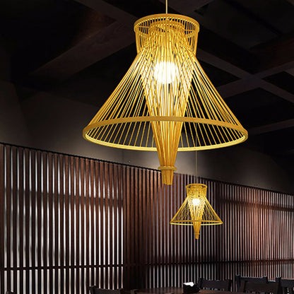 Bamboo Lantern Pendant Light Simple Style Hanging Lamp in Beige for Dining Room Beige Clearhalo 'Ceiling Lights' 'Pendant Lights' 'Pendants' Lighting' 622335_81803c60-5b78-400c-b0c1-61968f0ff86e