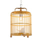Bamboo Birdcage Shade Pendant Light with Bird Accent Chinese Style 1 Head Beige Hanging Lamp, 8"/10" Width Clearhalo 'Ceiling Lights' 'Pendant Lights' 'Pendants' Lighting' 622346