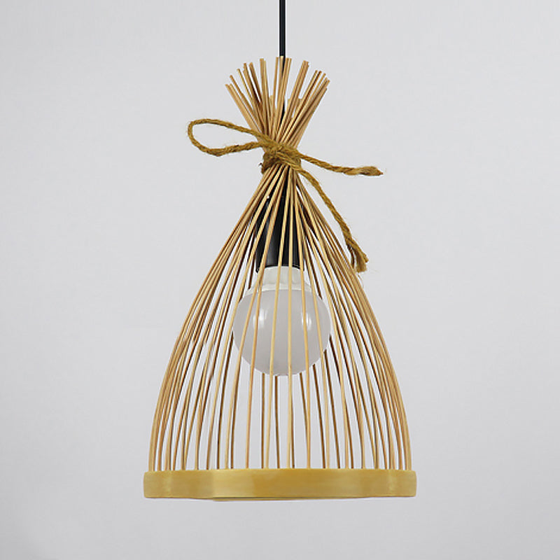 1 Bulb Restaurant Pendant Lamp with Conical ,shopify Bamboo Shade Modern Style Black/Beige Hanging Ceiling Light, 8"/10" W Clearhalo 'Ceiling Lights' 'Lighting' 'Pendant Lights' 622352_6dd49447-41a1-4780-b159-20fc03eb61cf