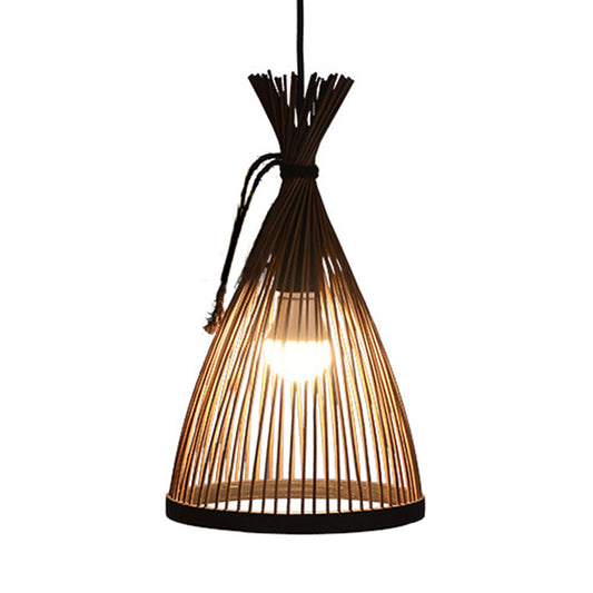 1 Bulb Restaurant Pendant Lamp with Conical ,shopify Bamboo Shade Modern Style Black/Beige Hanging Ceiling Light, 8"/10" W Clearhalo 'Ceiling Lights' 'Lighting' 'Pendant Lights' 622359_58b8ad44-cb07-432a-a2f2-0580d991426a