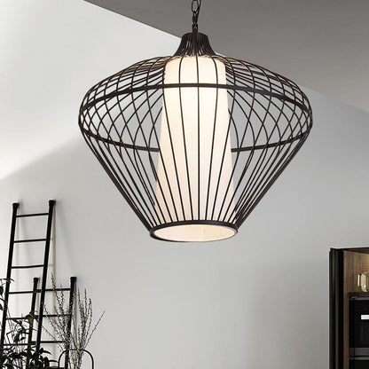 1 Head Dining Room Pendant Light with Tapered Bamboo Shade Modernist Style Black Ceiling Fixture, 19.5"/21.5" Dia Black Clearhalo 'Ceiling Lights' 'Pendant Lights' 'Pendants' Lighting' 622390_b06801fe-2a49-42de-9528-ba95e13e1e3f