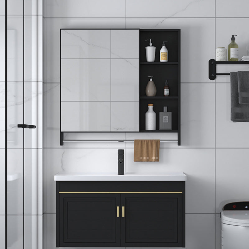 Ceramic Sink Vanity Glam Wall-Mounted Bathroom Vanity for Bathroom Clearhalo 'Bathroom Remodel & Bathroom Fixtures' 'Bathroom Vanities' 'bathroom_vanities' 'Home Improvement' 'home_improvement' 'home_improvement_bathroom_vanities' 6225563