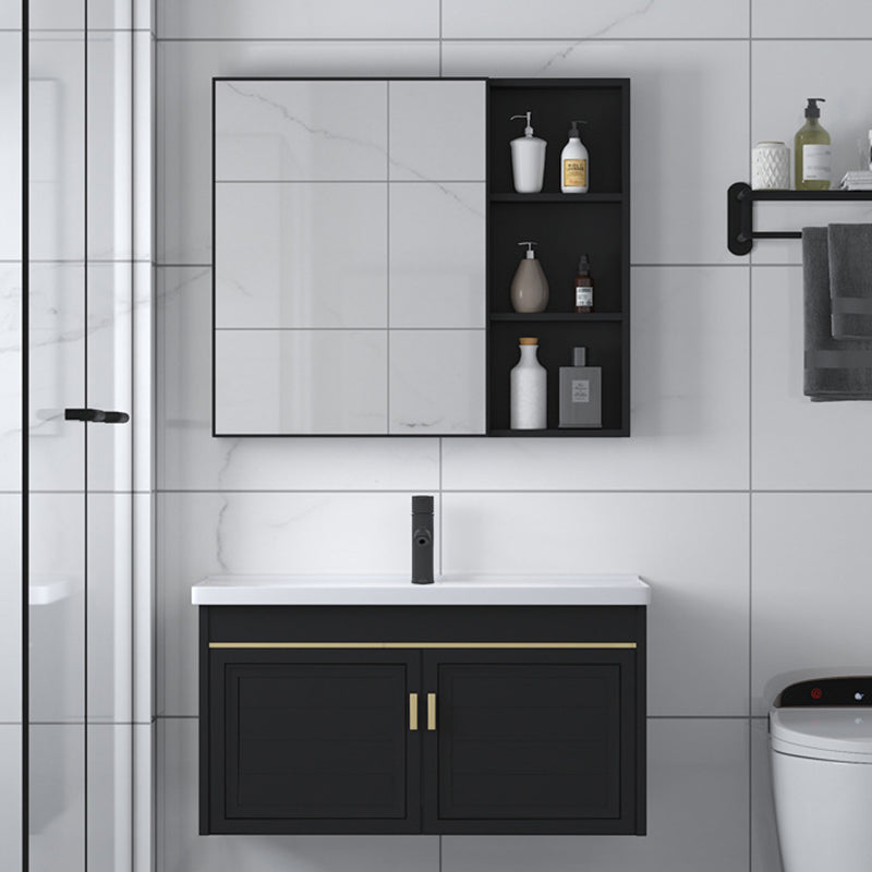 Ceramic Sink Vanity Glam Wall-Mounted Bathroom Vanity for Bathroom Clearhalo 'Bathroom Remodel & Bathroom Fixtures' 'Bathroom Vanities' 'bathroom_vanities' 'Home Improvement' 'home_improvement' 'home_improvement_bathroom_vanities' 6225566