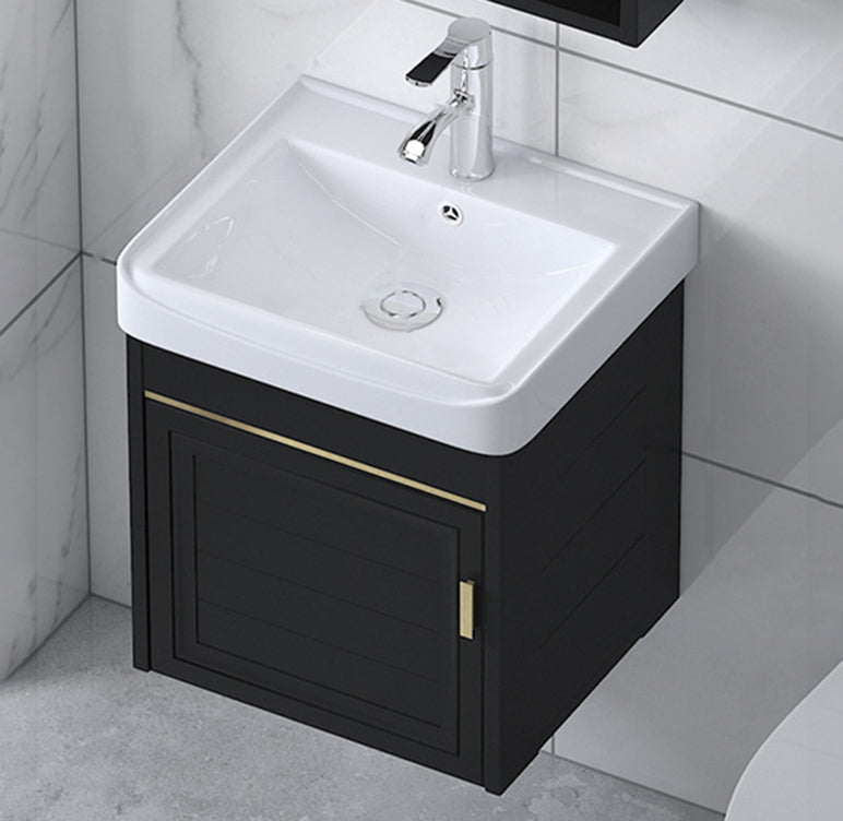 Ceramic Sink Vanity Glam Wall-Mounted Bathroom Vanity for Bathroom 17.3"L x 14.2"W x 18.9"H Towel Holder Not Included Clearhalo 'Bathroom Remodel & Bathroom Fixtures' 'Bathroom Vanities' 'bathroom_vanities' 'Home Improvement' 'home_improvement' 'home_improvement_bathroom_vanities' 6225570