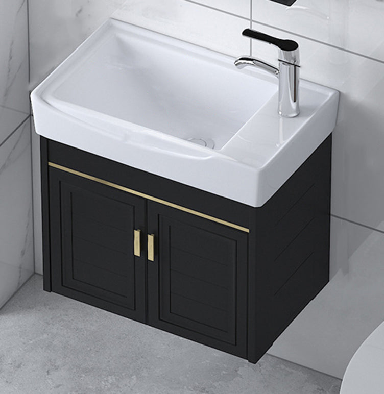 Ceramic Sink Vanity Glam Wall-Mounted Bathroom Vanity for Bathroom 20"L x 12"W x 19"H Towel Holder Not Included Clearhalo 'Bathroom Remodel & Bathroom Fixtures' 'Bathroom Vanities' 'bathroom_vanities' 'Home Improvement' 'home_improvement' 'home_improvement_bathroom_vanities' 6225572