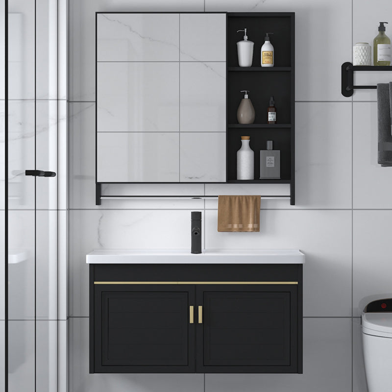 Ceramic Sink Vanity Glam Wall-Mounted Bathroom Vanity for Bathroom Clearhalo 'Bathroom Remodel & Bathroom Fixtures' 'Bathroom Vanities' 'bathroom_vanities' 'Home Improvement' 'home_improvement' 'home_improvement_bathroom_vanities' 6225576