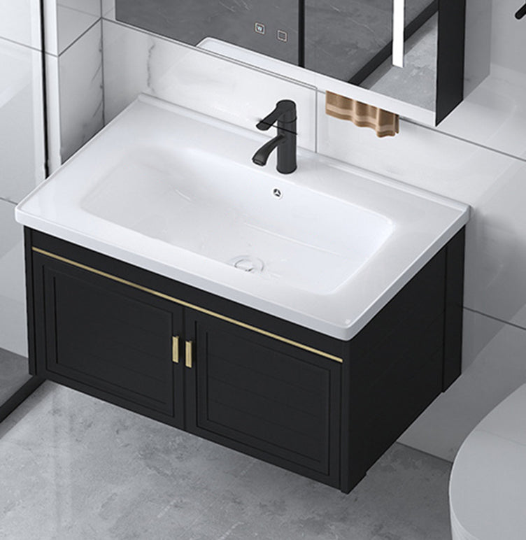 Ceramic Sink Vanity Glam Wall-Mounted Bathroom Vanity for Bathroom Towel Holder Not Included Clearhalo 'Bathroom Remodel & Bathroom Fixtures' 'Bathroom Vanities' 'bathroom_vanities' 'Home Improvement' 'home_improvement' 'home_improvement_bathroom_vanities' 6225577