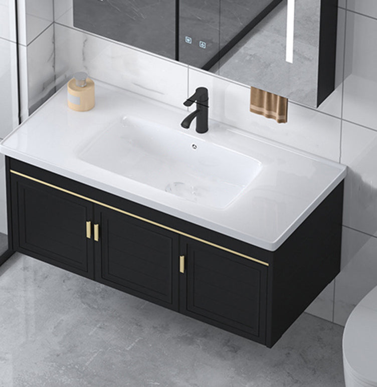 Ceramic Sink Vanity Glam Wall-Mounted Bathroom Vanity for Bathroom Towel Holder Not Included Clearhalo 'Bathroom Remodel & Bathroom Fixtures' 'Bathroom Vanities' 'bathroom_vanities' 'Home Improvement' 'home_improvement' 'home_improvement_bathroom_vanities' 6225579