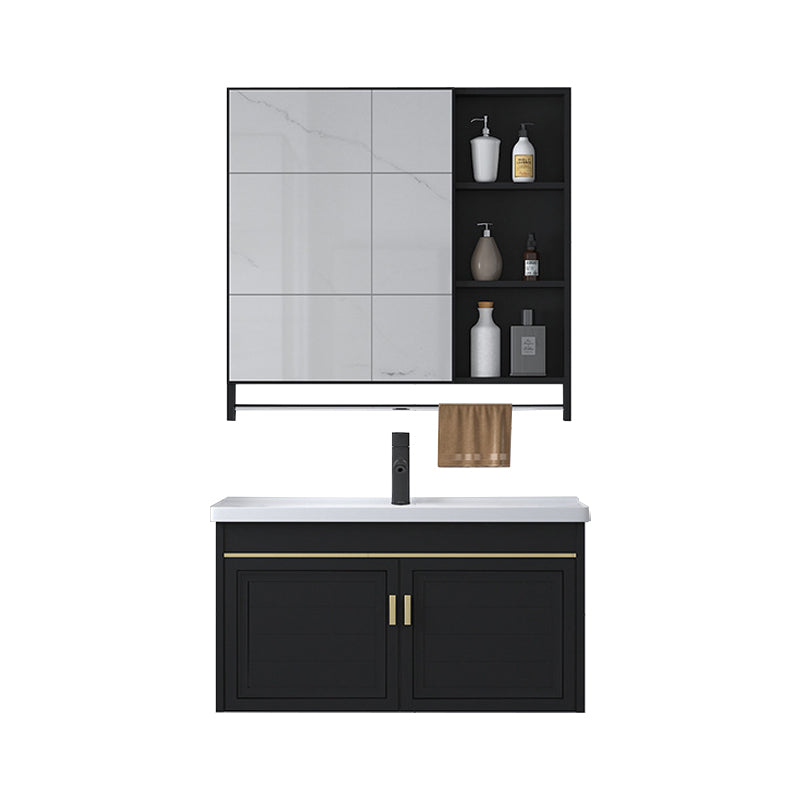 Ceramic Sink Vanity Glam Wall-Mounted Bathroom Vanity for Bathroom Clearhalo 'Bathroom Remodel & Bathroom Fixtures' 'Bathroom Vanities' 'bathroom_vanities' 'Home Improvement' 'home_improvement' 'home_improvement_bathroom_vanities' 6225580