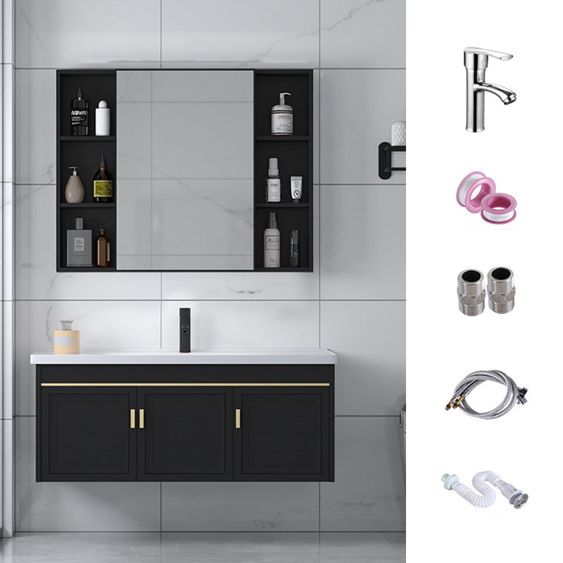 Ceramic Sink Vanity Glam Wall-Mounted Bathroom Vanity for Bathroom Clearhalo 'Bathroom Remodel & Bathroom Fixtures' 'Bathroom Vanities' 'bathroom_vanities' 'Home Improvement' 'home_improvement' 'home_improvement_bathroom_vanities' 6225585