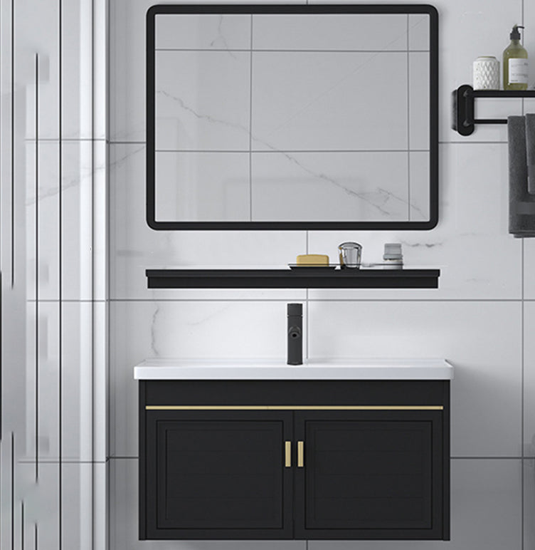 Ceramic Sink Vanity Glam Wall-Mounted Bathroom Vanity for Bathroom Vanity & Faucet & Mirrors Towel Holder Not Included Clearhalo 'Bathroom Remodel & Bathroom Fixtures' 'Bathroom Vanities' 'bathroom_vanities' 'Home Improvement' 'home_improvement' 'home_improvement_bathroom_vanities' 6225588